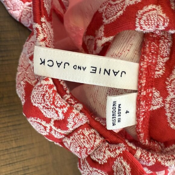 Janie and Jack Red Floral Jacquard Dress Girls Size 4 Holiday Party - Picture 5 of 8